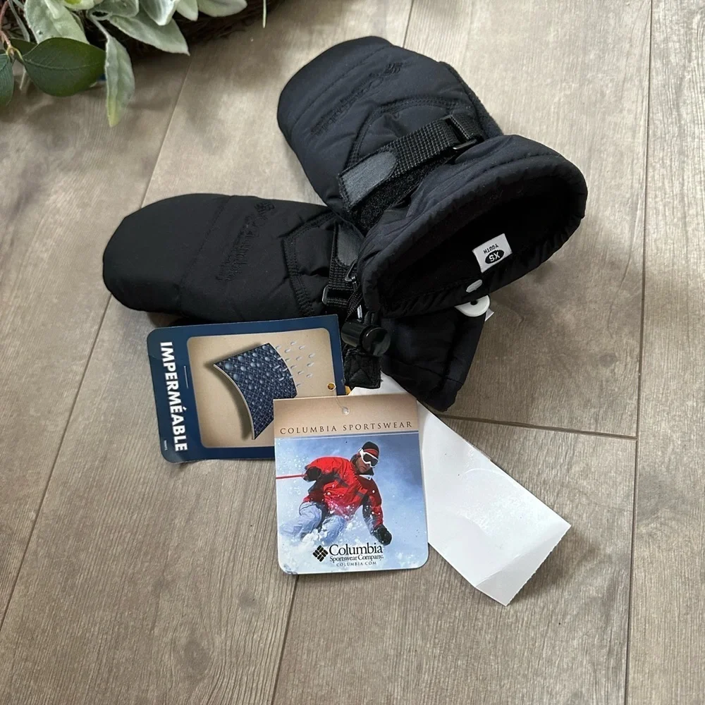 New Y2K Columbia Black Waterproof Youth XS Black Chippewa Mittens Snow Gloves
